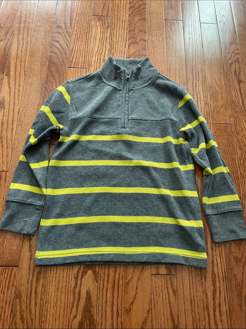 GAP Kids Gray Yellow Striped 1/4 Zip Pullover Boy’s Sz Small